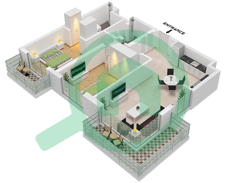 Sunridge - 2 Bedroom Apartment Type/unit 2A / UNIT 4,19 FLOOR 1-4 Floor plan "Type 2A 
Unit 4,19 Floor 1-4 " interactive3D