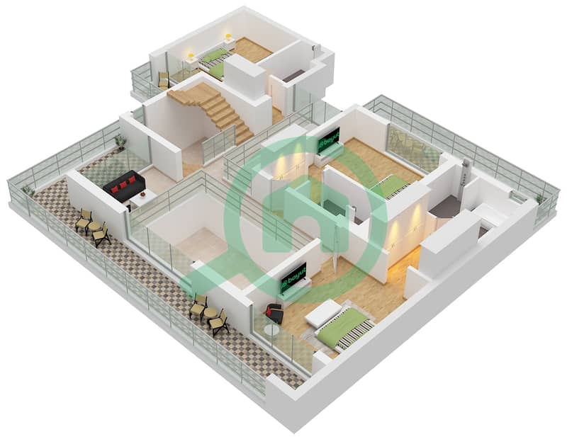 Farm Gardens - 4 Bedroom Villa Type A MIRROR Floor plan Type A Mirror First Floor interactive3D