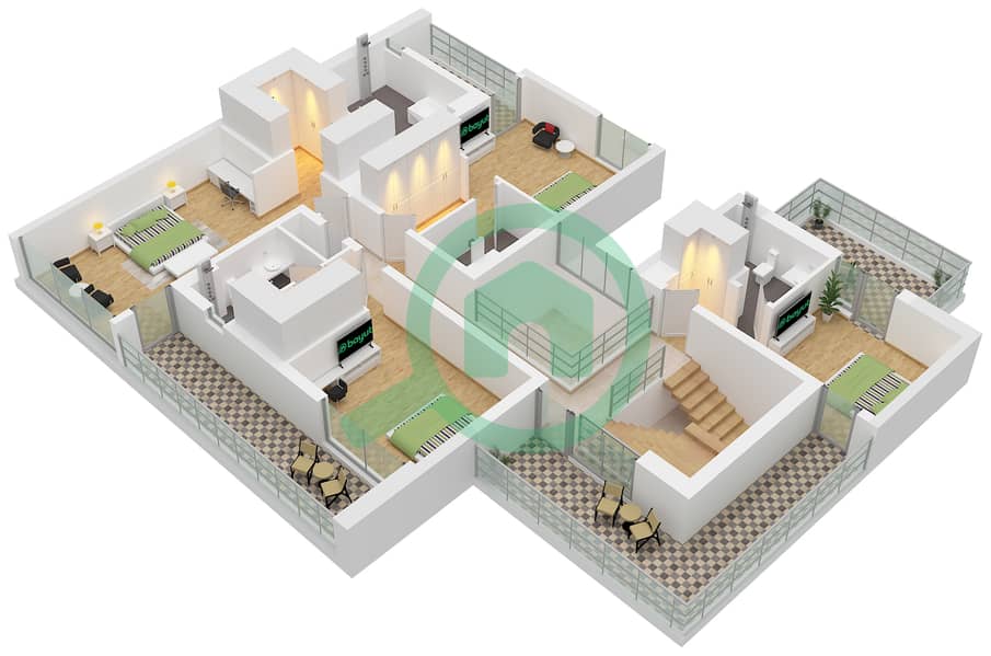 Farm Gardens - 5 Bedroom Villa Type B Floor plan Type B First Floor interactive3D