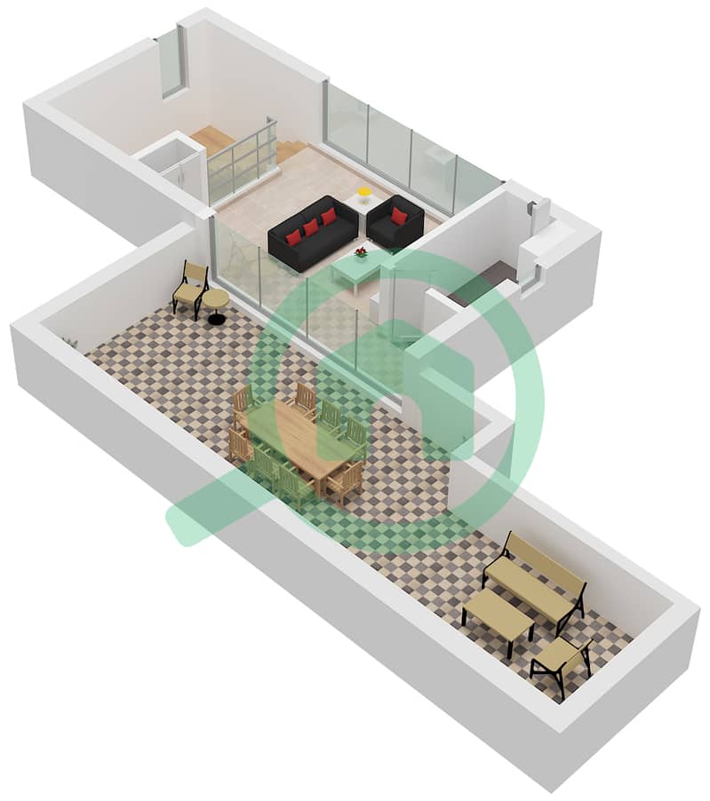 المخططات الطابقية لتصميم النموذج B MIRROR فیلا 5 غرف نوم - فارم جاردنز Type B Mirror Roof interactive3D