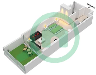 المخططات الطابقية لتصميم النموذج 2 شقة استوديو - بن غاطي جالاكسي برج A