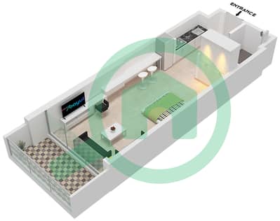المخططات الطابقية لتصميم النموذج 5 شقة استوديو - بن غاطي جالاكسي برج A