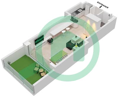 المخططات الطابقية لتصميم النموذج 6 شقة استوديو - بن غاطي جالاكسي برج A