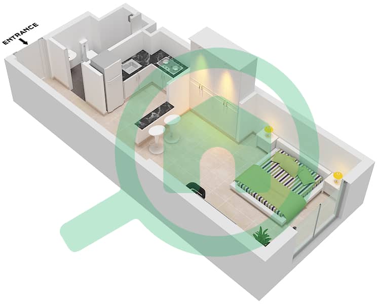 Eleganz by Danube - Studio Apartment Type/unit C / UNIT 5 FLOOR 1 Floor plan Type C Unit 5 Floor 1 Tower 5 interactive3D