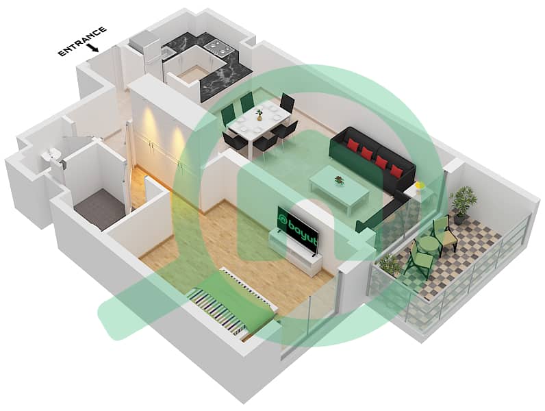 Eleganz by Danube - 1 Bedroom Apartment Type/unit C/UNIT 3,6,20,21 FLOOR 2 Floor plan "Type C Unit 20 Floor 2 Tower 2
Type C Unit 6,21 Floor 2 
Unit 3 Floor 3  Tower 5" interactive3D