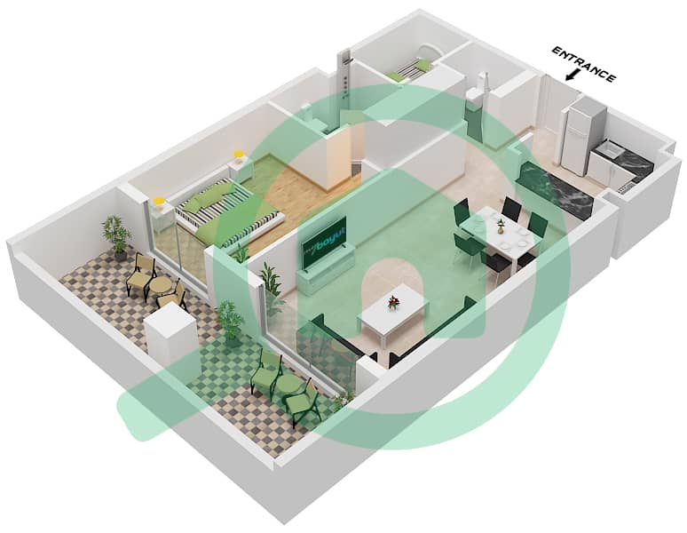 Eleganz by Danube - 1 Bedroom Apartment Type/unit B/UNIT 6-19 GROUND FLOOR Floor plan "Type B Unit 6,7,9,10,11,12,14,15,17,19
Ground Floor Tower 2 Unit 7,8,9,11,12,13,15,16 Ground Floor Tower 5" interactive3D