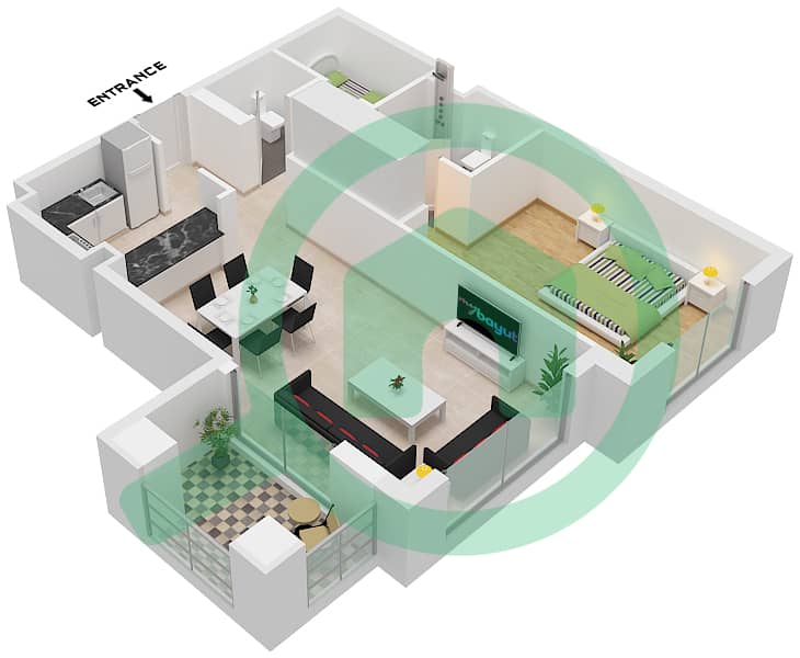 Eleganz by Danube - 1 Bedroom Apartment Type/unit H / UNIT 13,24 FLOOR 1,13 Floor plan Type H Unit 24 Floor 1 Tower 2 
Unit 13 Floor 13 Tower 5 interactive3D