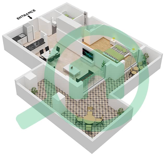 Eleganz by Danube - 1 Bedroom Apartment Type/unit J / UNIT 20 GROUND FLOOR Floor plan Type J Unit 20 Ground Floor Tower 2 interactive3D