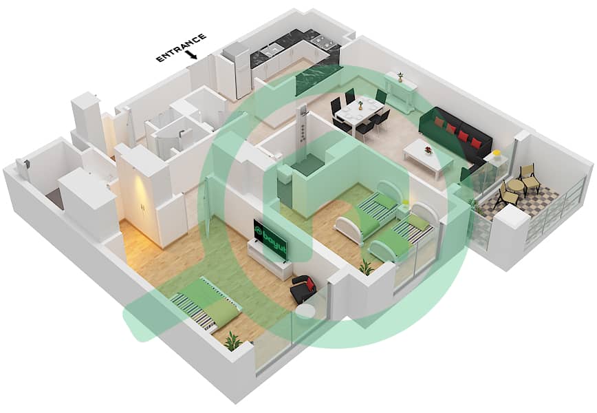 Eleganz by Danube - 2 Bedroom Apartment Type/unit A/UNIT 2-5,12 FLOOR 1-4 Floor plan "Type A Unit 2  Floor 3 
Unti 3 Floor 1-2
Unit 4  Floor 1-2 Tower 2
Unit 2 Floor 3
Unti 3 Floor 1-2
Unit 4 Floor 1-2
Unit 5 Floor 4
Unit 12 Floor 3
Unit 23 Floor 1
Unit 24 Floor 2,4
Tower 5" interactive3D
