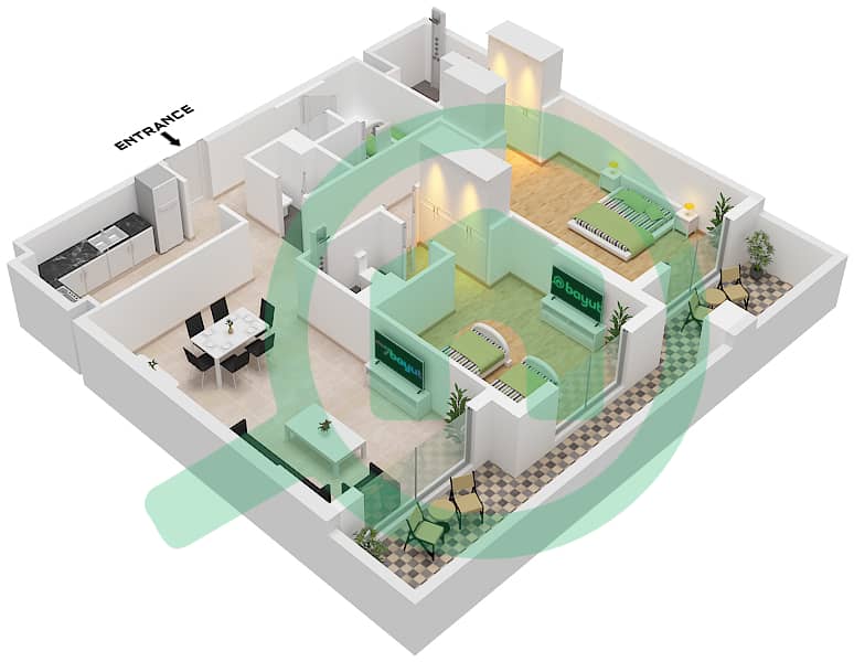 Eleganz by Danube - 2 Bedroom Apartment Type/unit D/UNIT 2-4,8 GROUND FLOOR Floor plan "Type D Unit 2,3,4,8,13 Ground Floor Tower 2
Unit 2,4,10,14,21 Ground Floor Tower 5" interactive3D
