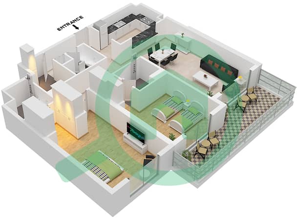 Type H Unit 5 Floor 2 
Unit 3 Floor 3 Tower 2