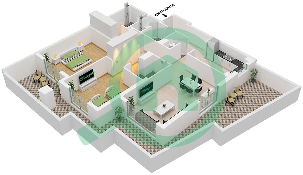 Eleganz by Danube - 2 Bedroom Apartment Type/unit J / UNIT 6 GROUND FLOOR Floor plan Type J Unit 6 Ground Floor Tower 5 interactive3D