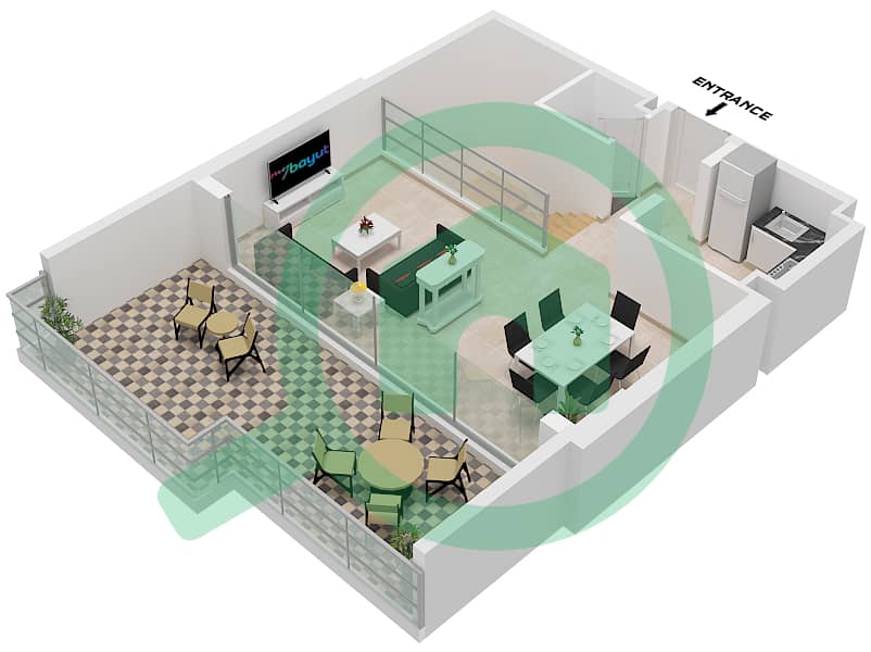 Eleganz by Danube - 2 Bedroom Apartment Type/unit F / UNIT 23 FLOOR 4 Floor plan Type F Unit 23 Floor 4 Tower 5 interactive3D