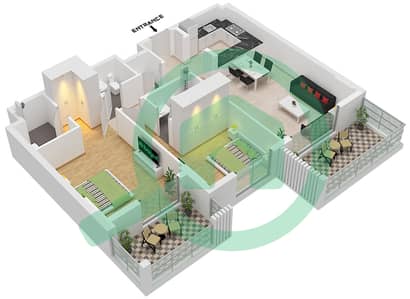 灵气优雅公馆 - 2 卧室公寓类型A-2戶型图