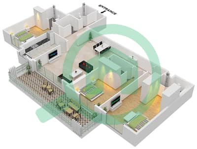 灵气优雅公馆 - 3 卧室公寓类型C戶型图
