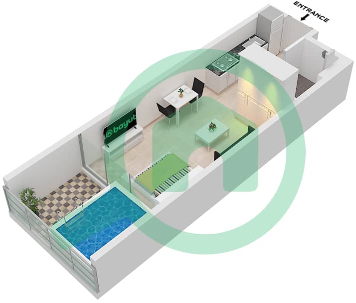 Samana Lake Views 2 - Апартамент Студия планировка Тип A Type A interactive3D