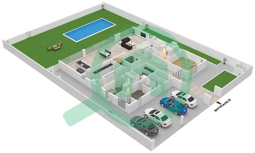 المخططات الطابقية لتصميم النموذج A فیلا 6 غرف نوم - اوبال جاردنز
