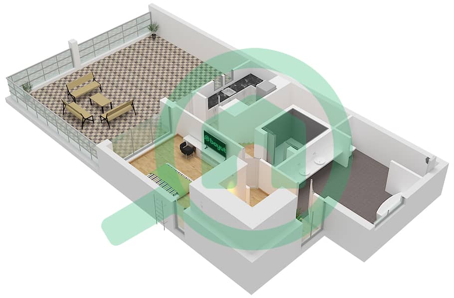 المخططات الطابقية لتصميم النموذج A تاون هاوس 4 غرف نوم - اوبال جاردنز Type A Roof interactive3D