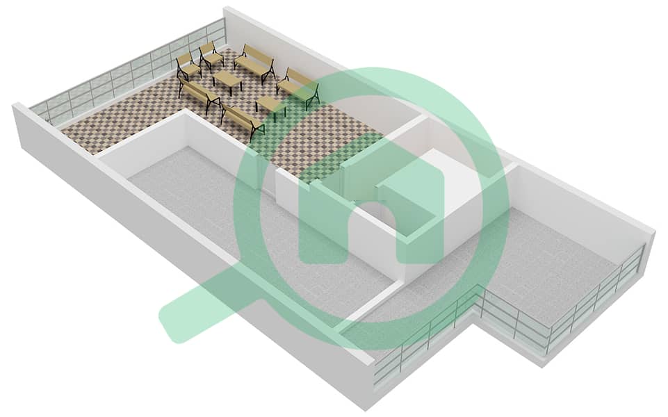 奥普花园 - 4 卧室联排别墅类型B戶型图 Type B Roof interactive3D