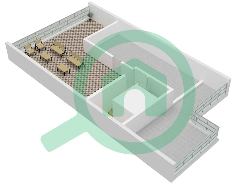 المخططات الطابقية لتصميم النموذج C تاون هاوس 4 غرف نوم - اوبال جاردنز Type C Roof interactive3D
