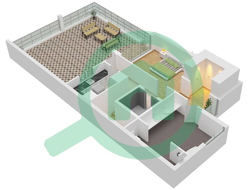 奥普花园 - 4 卧室联排别墅类型D戶型图 Type D Roof interactive3D