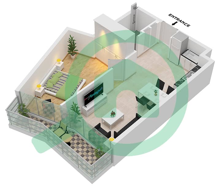 The Gate - 1 Bedroom Apartment Type A Floor plan Type A interactive3D