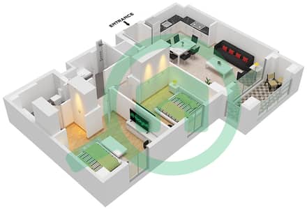 Сидар эт Крик Бич Билдинг 2 - Апартамент 2 Cпальни планировка Единица измерения 3 FLOOR 2-7