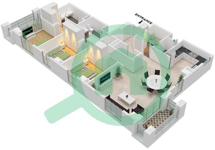 Cedar at Creek Beach Building 2 - 3 Bedroom Apartment Unit 10 FLOOR 2-7 Floor plan