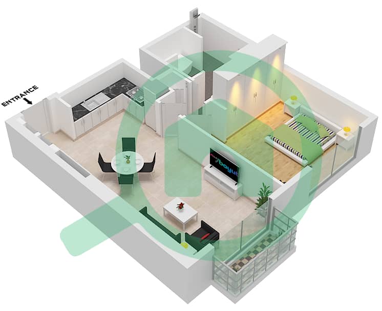 St. Regis The Residences Tower 1 - 1 Bedroom Apartment Type/unit G1 / UNIT 4,7 FLOOR 22 Floor plan Type G1 Unit 4,7 Floor 22 interactive3D