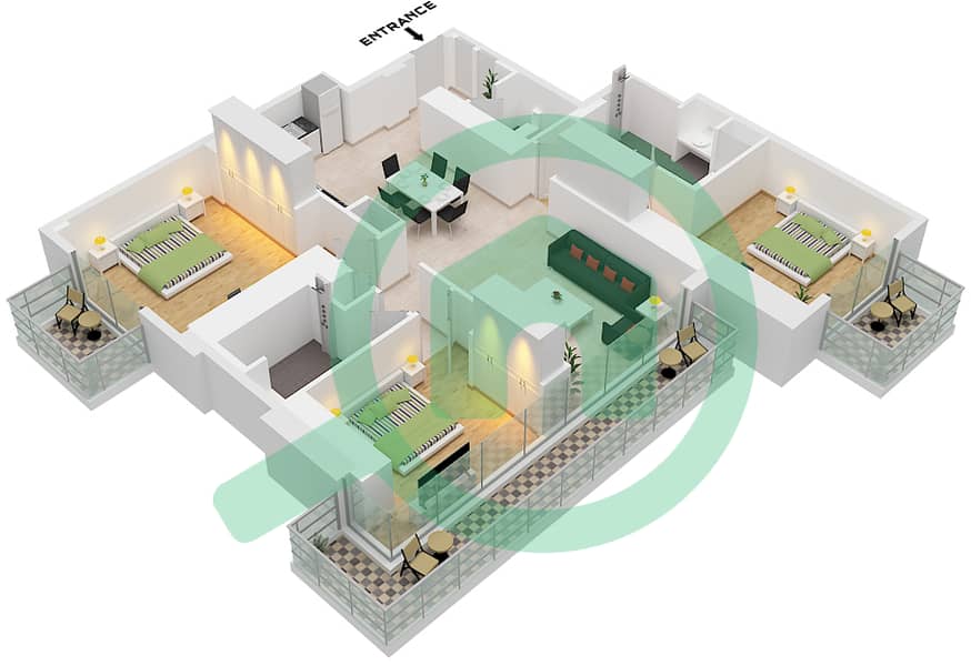 المخططات الطابقية لتصميم النموذج / الوحدة A,D/UNIT 2,3 FLOOR 23-43 شقة 3 غرف نوم - ذا سانت ريجيس رزيدنسز برج 1 Type A Unit 2 Floor 23-43
Type D Unit 3 Floor 45-64 interactive3D