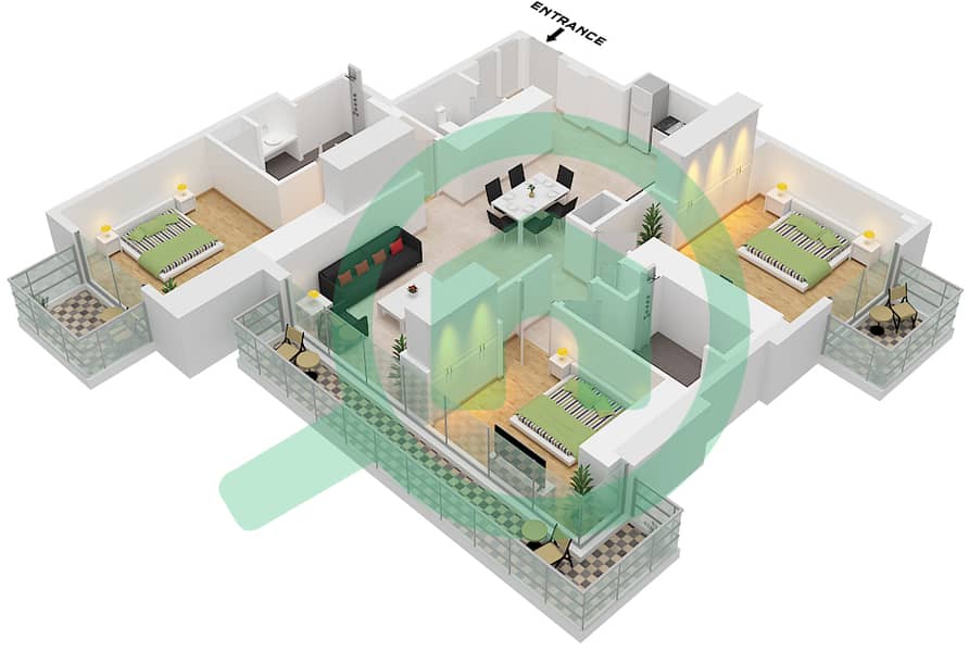 المخططات الطابقية لتصميم النموذج / الوحدة A / UNIT 5,9 FLOOR 23-43 شقة 3 غرف نوم - ذا سانت ريجيس رزيدنسز برج 1 Type A Unit 9 Floor 23-42
Type A Unit 5 Floor 43 interactive3D