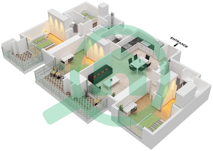 المخططات الطابقية لتصميم النموذج / الوحدة B1/UNIT 6,10 FLOOR 23-43 شقة 3 غرف نوم - ذا سانت ريجيس رزيدنسز برج 1 Type B1 Unit 10 Floor 23-42
Type B1 Unit 6 Floor 43 interactive3D