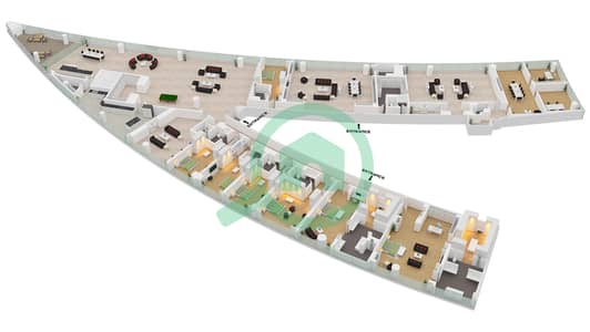 المخططات الطابقية لتصميم النموذج / الوحدة A / UNIT 1 FLOOR 1 شقة 7 غرف نوم - ذا ريزيدنس برج خليفة