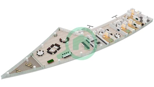 المخططات الطابقية لتصميم النموذج / الوحدة B / UNIT 1 FLOOR 2-12 شقة 4 غرف نوم - ذا ريزيدنس برج خليفة
