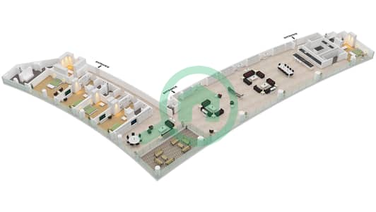 المخططات الطابقية لتصميم النموذج / الوحدة A / UNIT 2 FLOOR 2-12 شقة 5 غرف نوم - ذا ريزيدنس برج خليفة