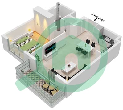 Greenside Residence Tower A - 1 Bedroom Apartment Type/unit 1A /UNIT 3-6 FLOOR PODIUM Floor plan