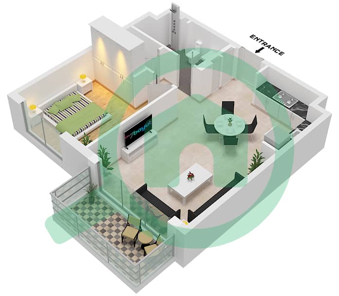 Golf Grand - 1 Bedroom Apartment Type/unit 2A / UNIT 20,22 FLOOR 2-8 Floor plan Type 2A Unit 20,22 Floor 2-8 interactive3D