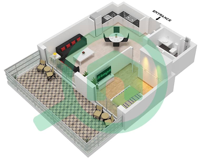 Golf Grand - 1 Bedroom Apartment Type/unit 5A / UNIT 9 FLOOR 1 Floor plan Type 5A Unit 9 Floor 1 interactive3D