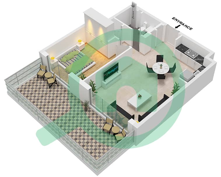 Гольф Гранд - Апартамент 1 Спальня планировка Тип/мера 5B/UNIT 7-8 FLOOR GROUND Type 5B Unit 7-8 Floor Ground Floor interactive3D