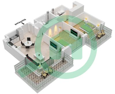 高尔夫大观园社区 - 2 卧室公寓类型／单位3B/UNIT 5,6 FLOOR PODIUM戶型图