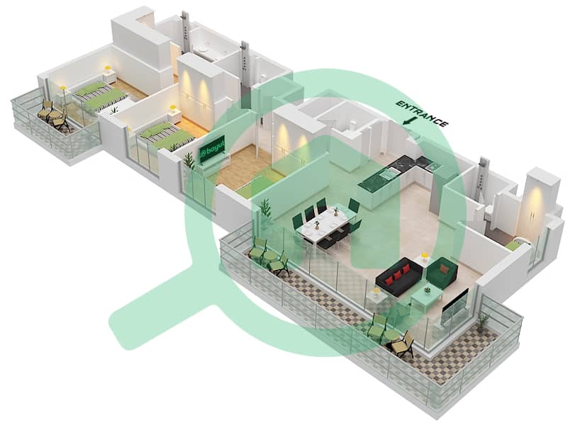 المخططات الطابقية لتصميم النموذج / الوحدة 2A/UNIT 11,16 FLOOR 9-10 شقة 3 غرف نوم - جولف جراند Type 2A Unit 16 Floor 9-10
Unit 11,15 Floor 11-12 
Unit 11 Floor 13-15 interactive3D