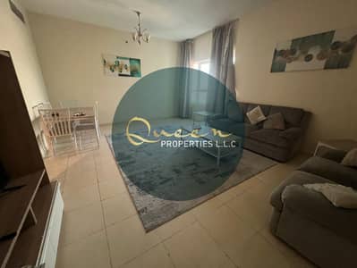 For annual rent in Ajman, two rooms, a hall, two bathrooms and a balcony in Orient Towers, 45,000 without furniture in one payment and 5,000 with furn