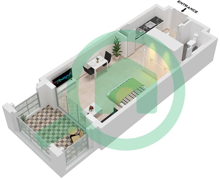 Granada - Апартамент Студия планировка Тип A Type A interactive3D