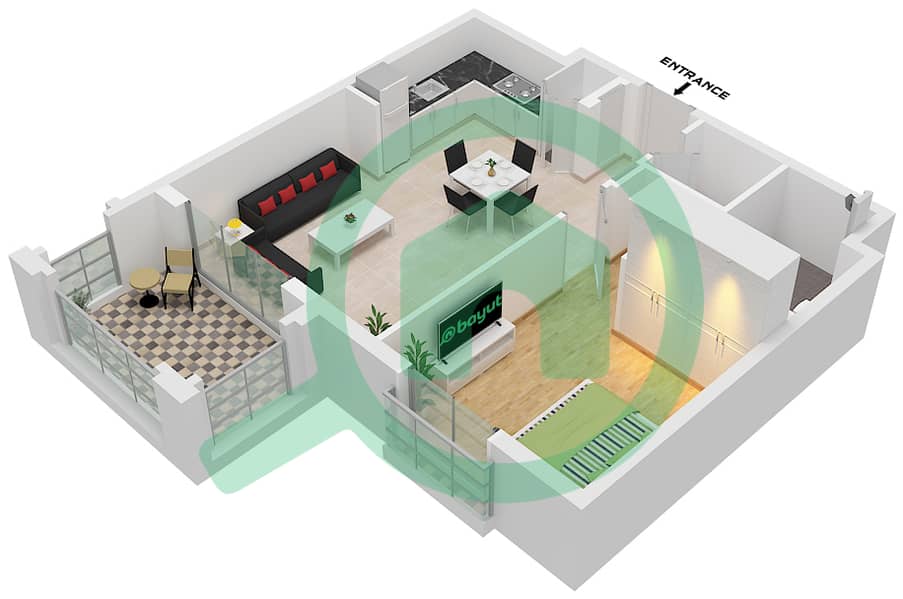 Granada - 1 Bedroom Apartment Type A Floor plan A interactive3D
