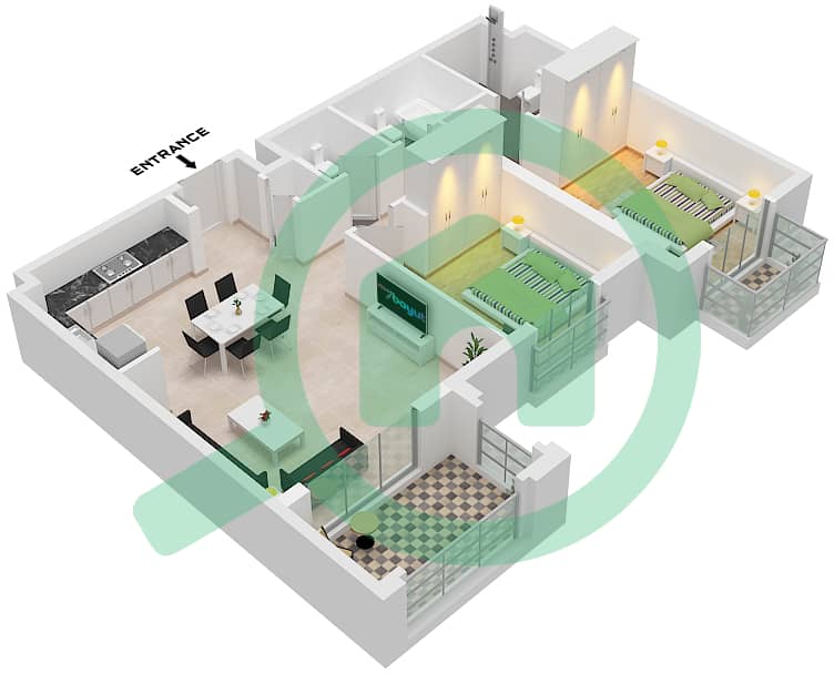 Granada - 2 Bedroom Apartment Type A Floor plan Type A interactive3D