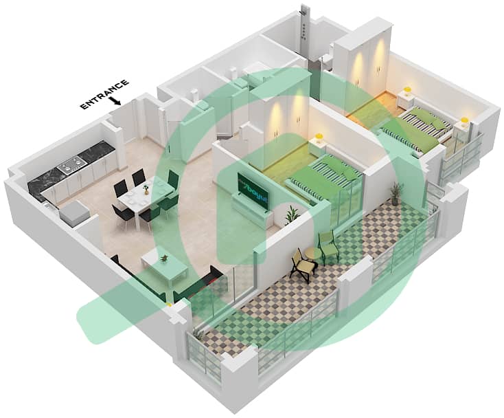Granada - 2 Bedroom Apartment Type A1 Floor plan Type A1 interactive3D