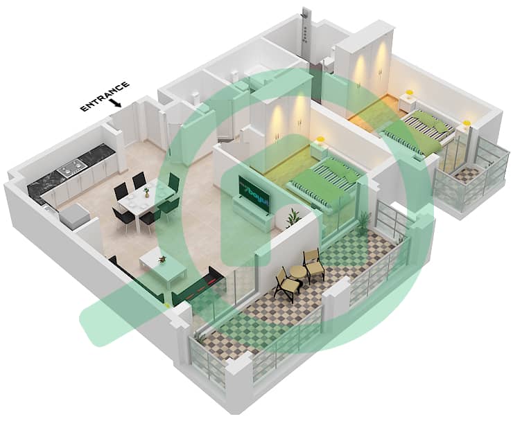 Granada - 2 Bedroom Apartment Type A5 Floor plan Type A5 interactive3D