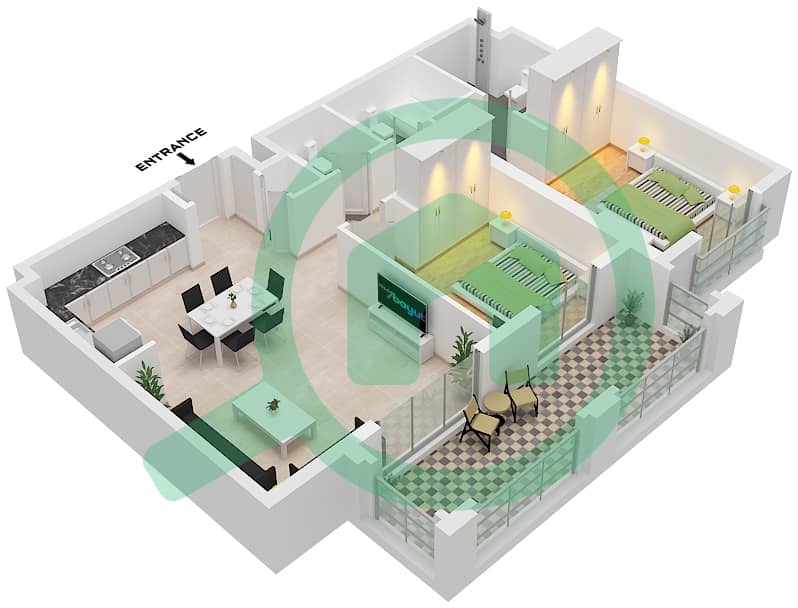 Granada - 2 Bedroom Apartment Type A6 Floor plan Type A6 interactive3D