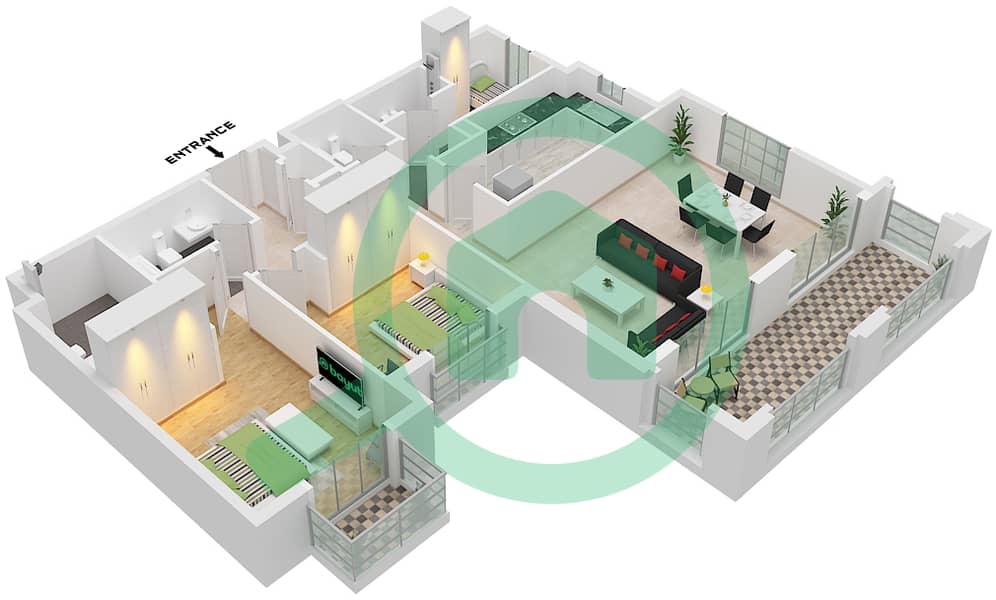 Granada - 2 Bedroom Apartment Type M Floor plan Type M interactive3D