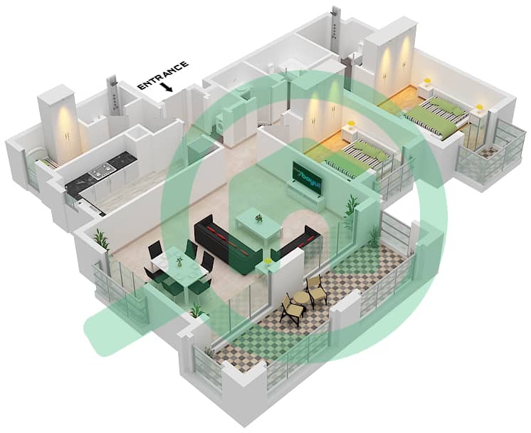 Type M1 Granada - 2 Bedroom Apartment Type M1 Floor plan Type M1 interactive3D